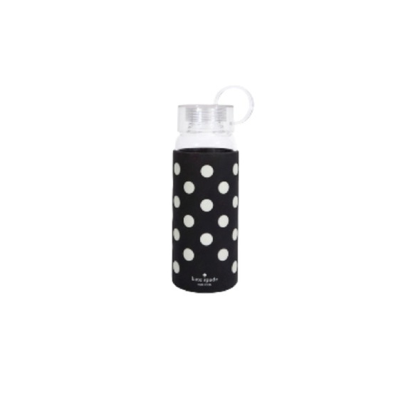 Kate Spade Glass Water Bottle with Polka Dot Silicone Sleeve - Picture 1 of 4